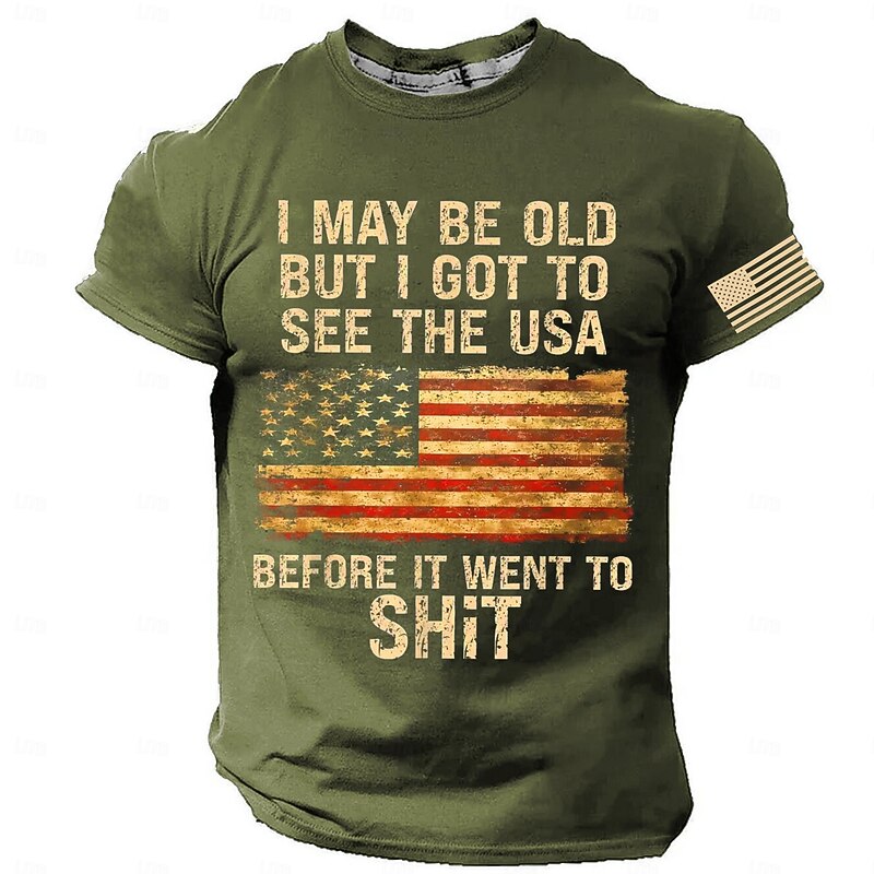 Veterans Day Men's Patriot Patriotic Veteran American Flag T shirt Short Sleeve T shirt 3D Print Crew Neck Shirt Street Style Party Birthday Street Black Blue Green Summer Spring Clothing Apparel S4