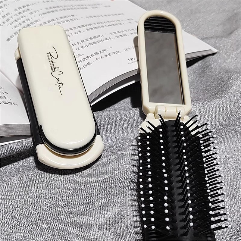 Mini Folding Hair Brush with Mirror - Portable Anti-Static Massage Comb for Travel, Head Massage, and Female Hair Care4