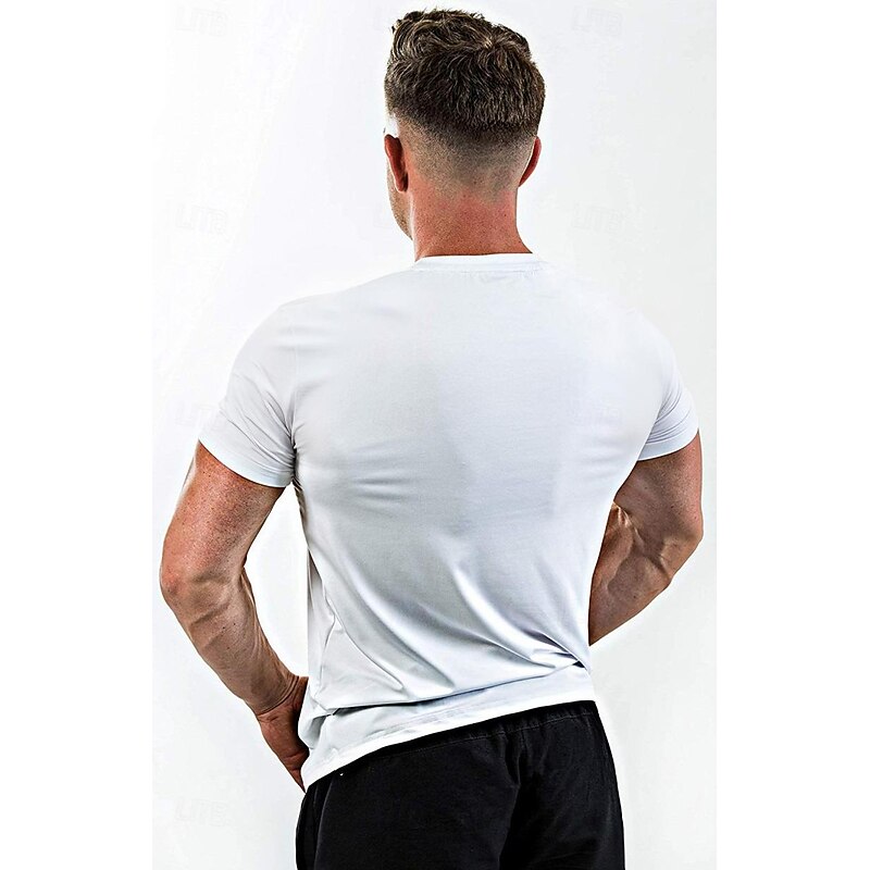 Men's Gym Shirt Short Sleeve Tee Tshirt Summer Solid Color Spandex Quick Dry Lightweight Comfortable Breathable Gym Workout Running Yoga Sportswear Activewear Black White Red3