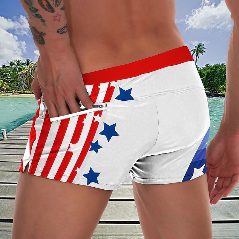 Men's Flag American Flag National Flag Swim Trunks Swim Shorts Board Shorts Mid Waist Fashion Designer Holiday Beach Swimming Pool Drawstring Pocket Elastic Waist Designer Clothing Apparel2