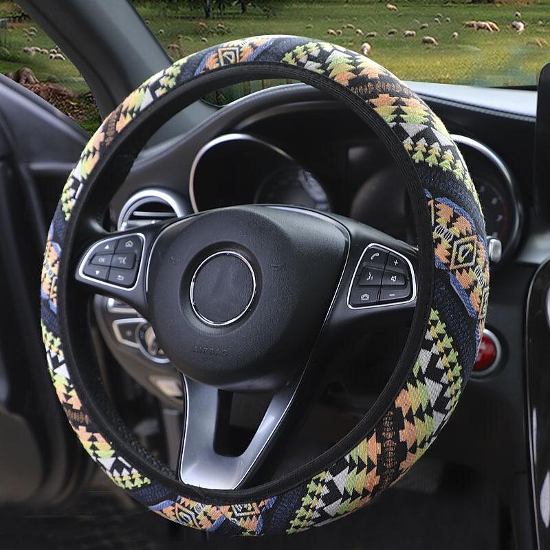 FYAUTOPER New car steering wheel cover ethnic air linen without inner ring elastic handle cover3