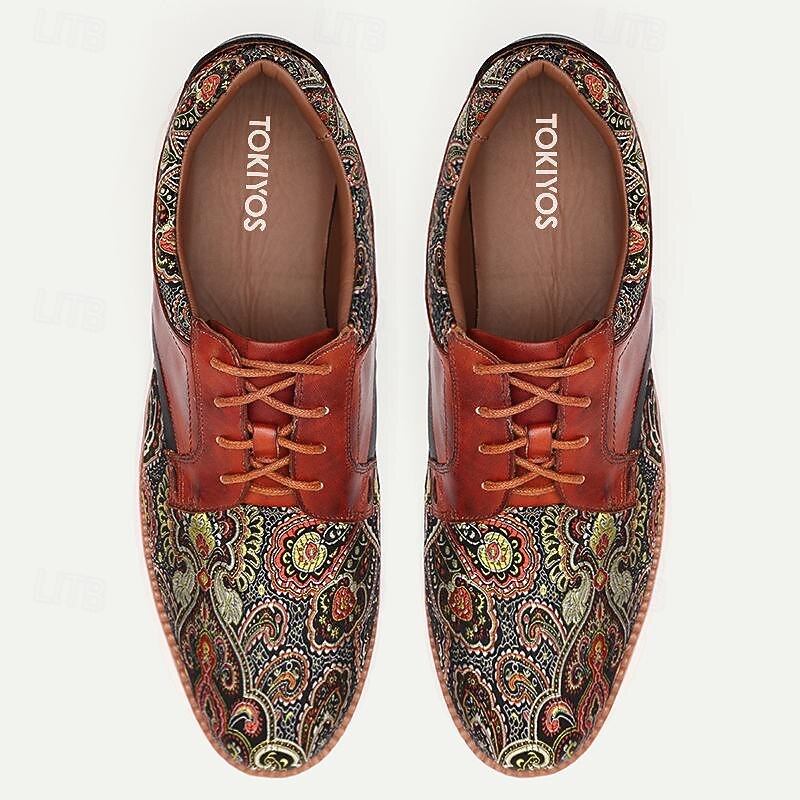 Men's Paisley Pattern Leather Sneakers – Stylish and Comfortable Casual Shoes4