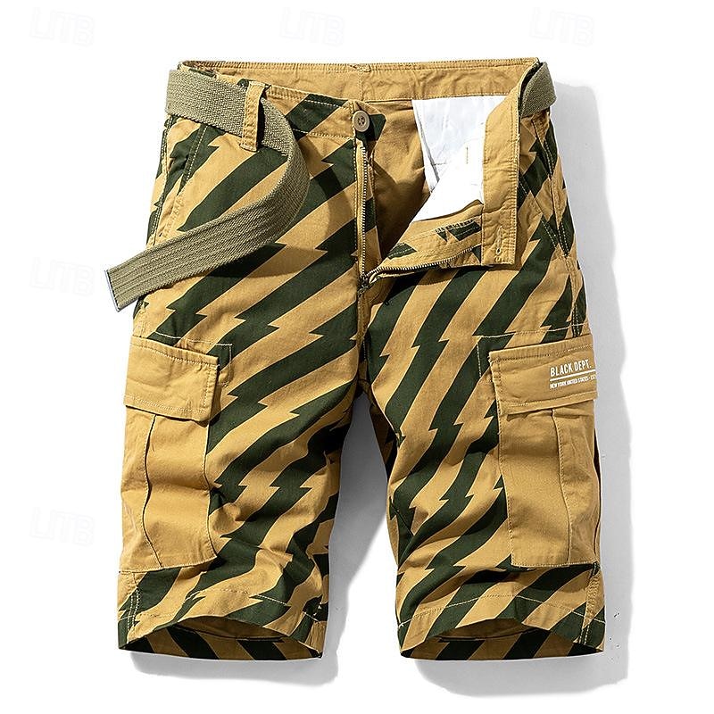 Men's Tactical Shorts Cargo Shorts Shorts Buttons Multi Pocket Stripe Wearable Knee Length Outdoor Daily Camping & Hiking Fashion Classic Black Army Green