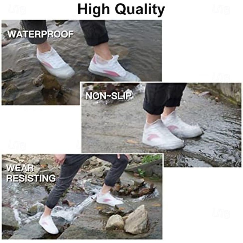 Waterproof Shoe Covers, Non-Slip Water Resistant Overshoes Silicone Rubber Rain Shoe Cover Protectors for Kids, Men, Women3