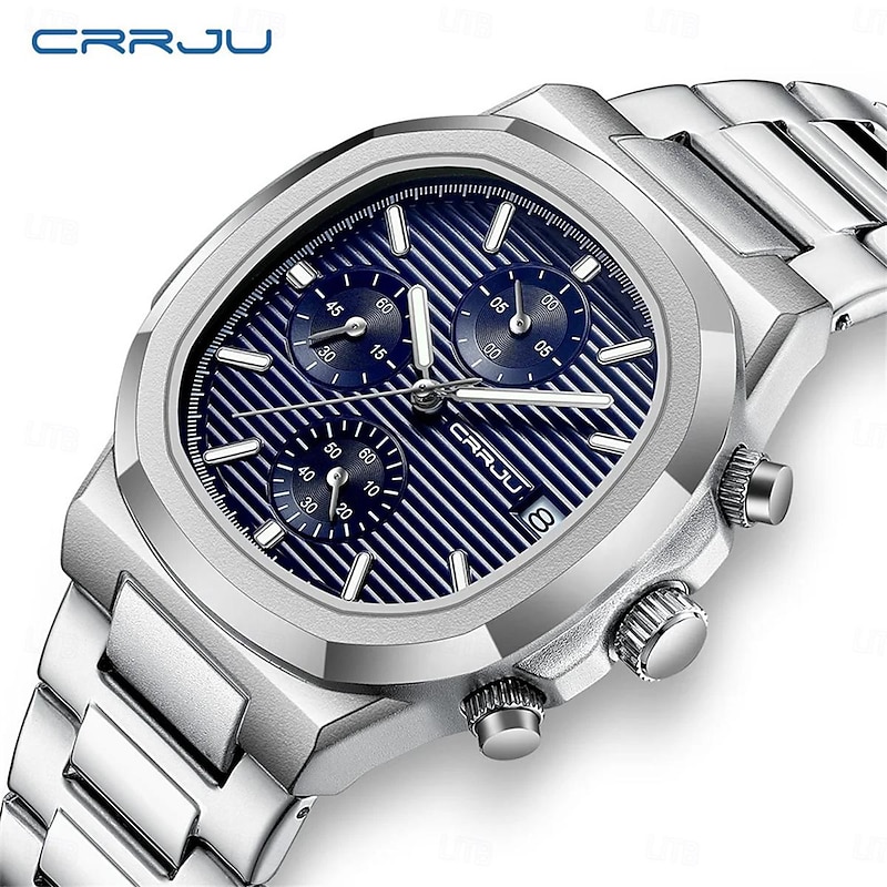 CRRJUCRRJUMen Quartz Watch Outdoor Fashion Casual Wristwatch Luminous Calendar Waterproof Decoration Steel Watch