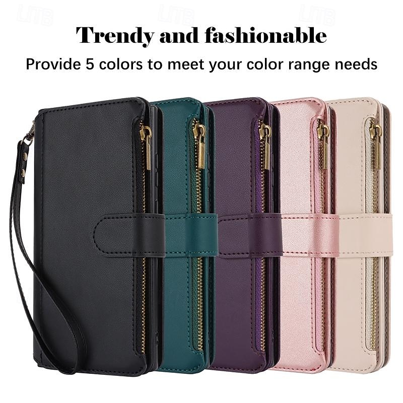 Phone Case For Samsung Galaxy S24 S23 S22 Plus  Ultra S23 FE A55 5G A35 5G A25 A15 A14 A54 Wallet Case Magnetic Zipper with Lanyard Retro TPU PU Leather