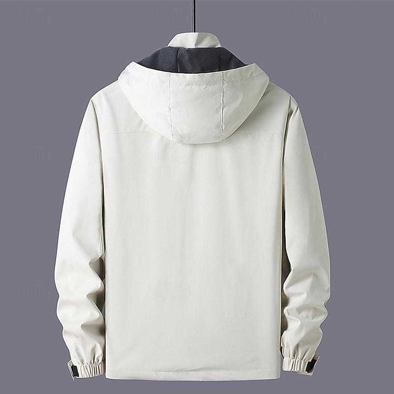 Men's Hoodie Jacket Hiking Jacket Rain Jacket Outdoor Waterproof Quick Dry Breathable Jacket Single Slider Camping / Hiking / Caving Dark Grey Black Dark Green Beige2