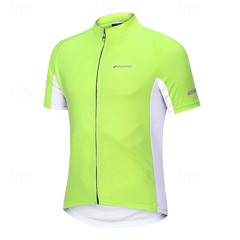 Men's Cycling Jersey Solid Color Short Sleeve Bike Jersey with 3 Rear Pockets Mountain Bike MTB Quick Dry Anatomic Design Wicking Breathable Sports Black White Green Clothing Apparel