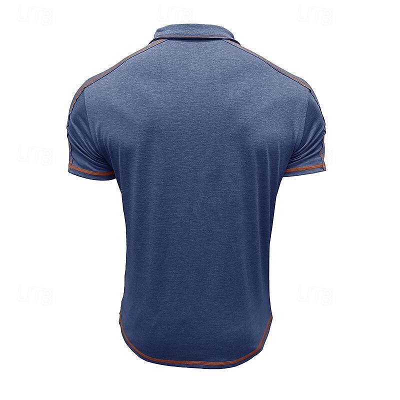 Men's Polo Shirt Golf Shirt Work Casual Lapel Ribbed Polo Collar Short Sleeve Basic Modern Color Block Patchwork Button Spring & Summer Regular Fit Apricot Dark Gray Black White Burgundy Blue Polo3