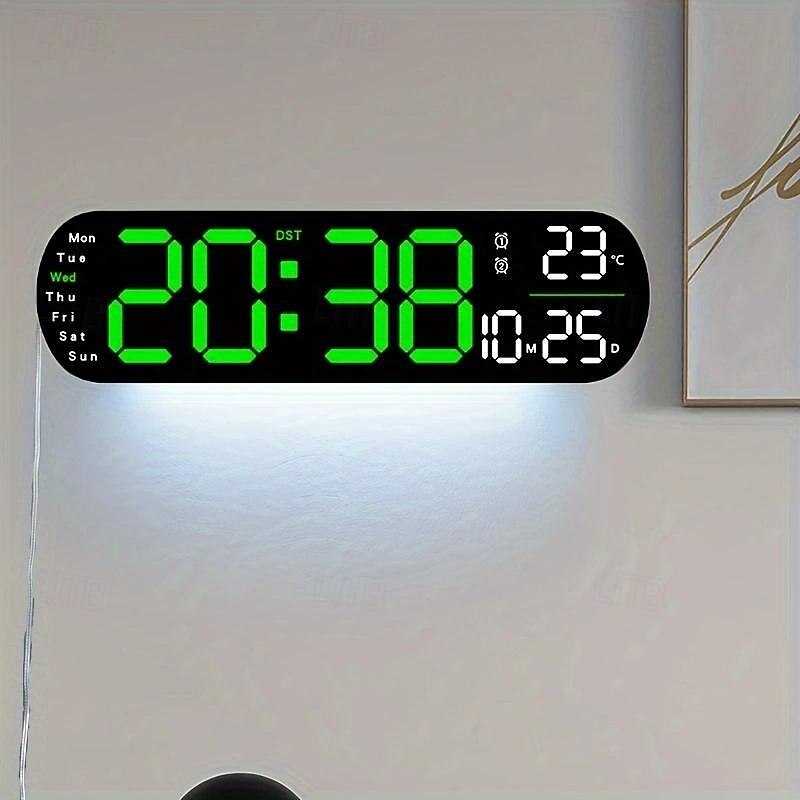 1pc LED Night Light 8 Colors, Multi-functional Short LED Display Clock  with Temperature Week and Calendar Remote Control 12/24 Hour Digital Smart Wall Clock with Atmosphere Light 1 Color Adjustment4