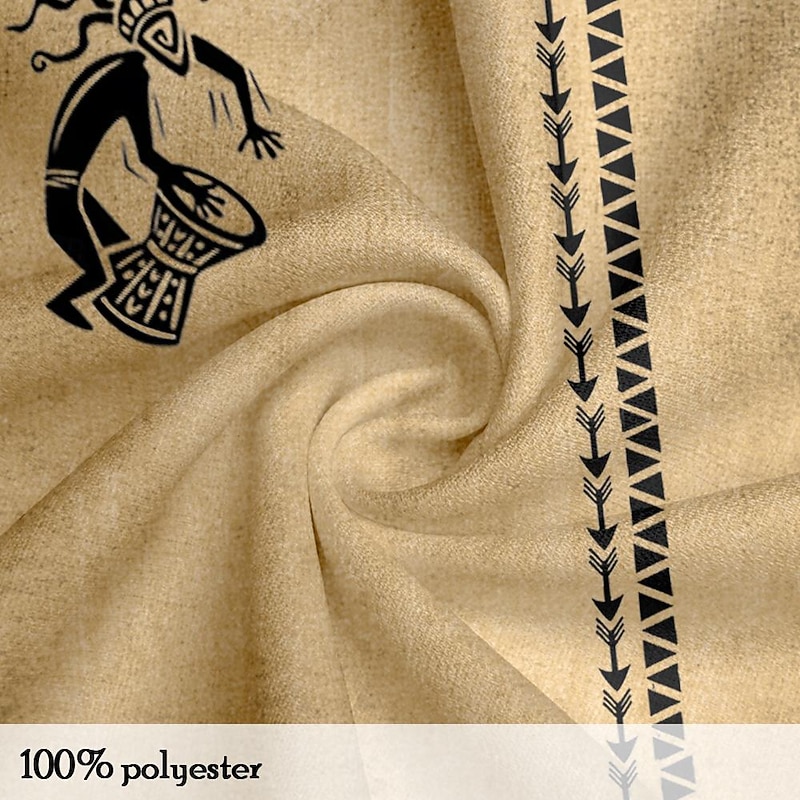 Men's Ethnic Kokopelli Shirt Button Up Shirt Short Sleeve Casual Tribal Vacation Daily Summer Spring Grandad Collar Band Collar Buttons Print Pink Blue Green Khaki Beige3