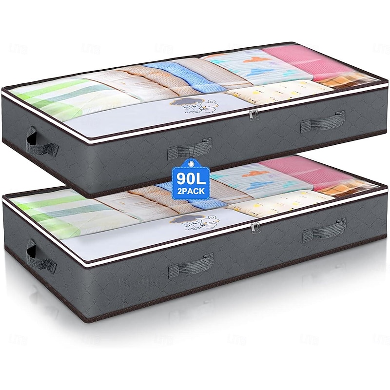 Under Bed Storage Containers, Closet Organizers and Storage Bins, Foldable Underbed Storage Bags for Blankets, Towels, Comforter, Sweaters, Pillows, Linen Sheets, Wrapping Paper