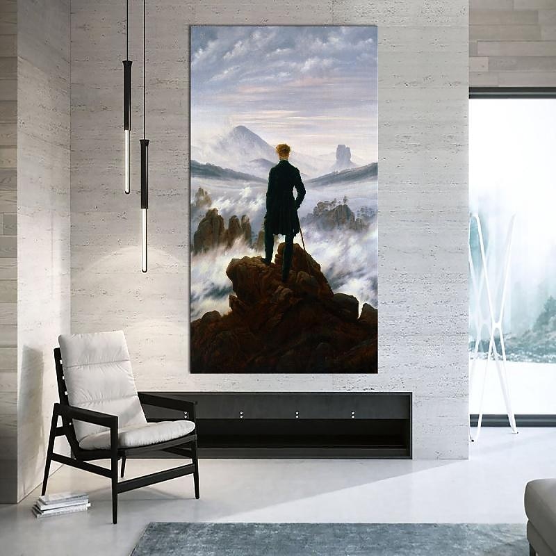 Oil painting Caspar David Friedrich Hand painted Wanderer above the Sea of Fog oil painting  by Caspar David Friedrich Painting  on canvas Large wall art Room decor Office decor Gift for man