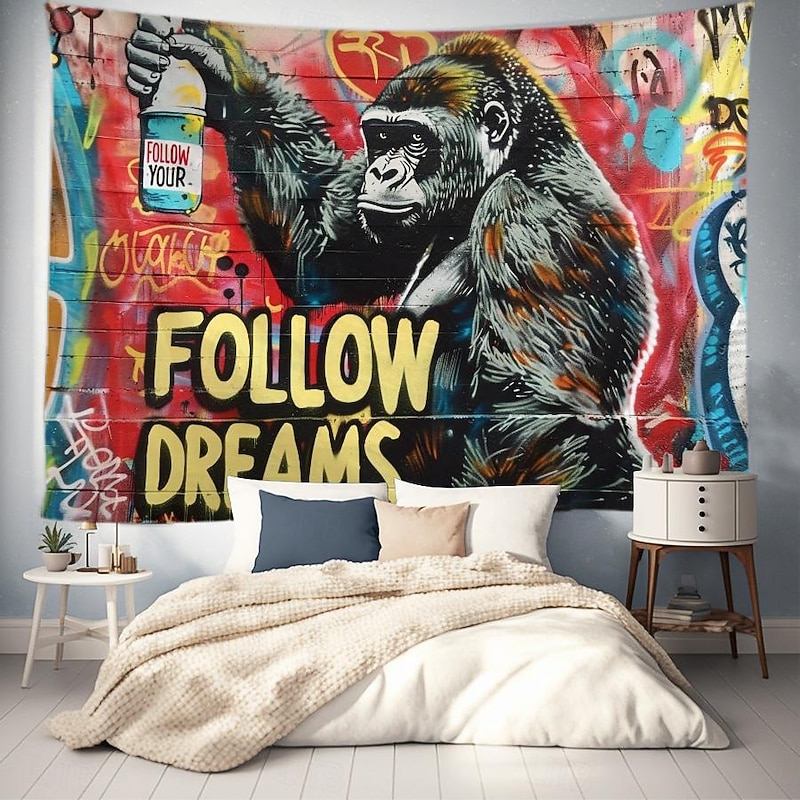 Street Graffiti Astronaut Hanging Tapestry Wall Art Large Tapestry Mural Decor Photograph Backdrop Blanket Curtain Home Bedroom Living Room Decoration2