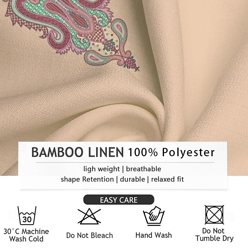 Men's Ethnic Shirt Button Up Shirt Henley Shirt Long Sleeve Casual Tribal Vacation Daily Summer Spring Fall Collarless V Neck Print Blue Khaki4