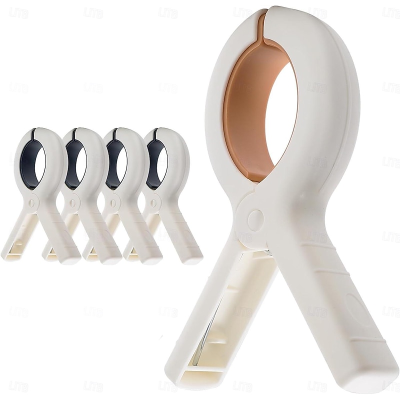 4 Pack Extra Large Beach Towel Clips,5.1 Inch Towel Clips for Beach Chairs Cruise Heavy Duty, Towel Holder Clips for Clothes Pool Boat, 2 Colors Khaki and Blue