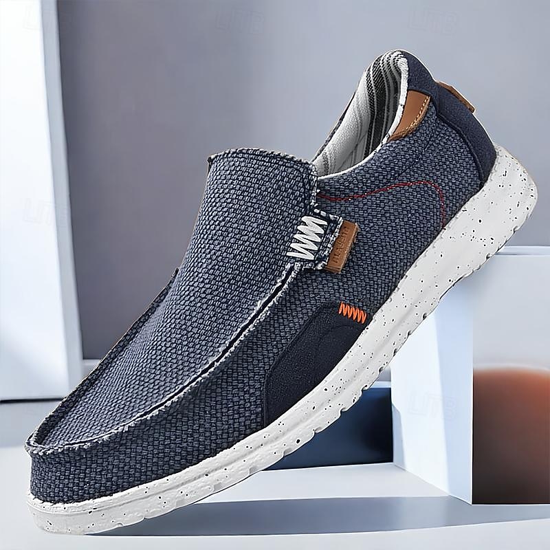 Men's Casual Slip-On Canvas Loafers with Cushioned Sole - Lightweight and Comfortable Shoes for Everyday Wear