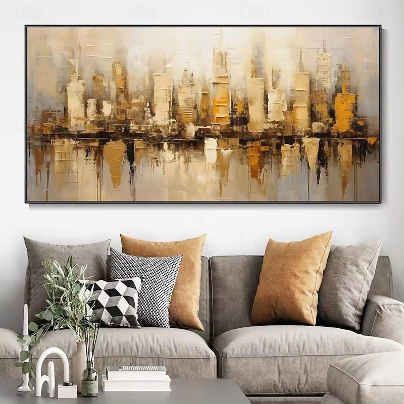 Handmade Oil Painting Canvas Wall Art Decoration Modern Abstract Urban Architecture for Living Room Home Decor Rolled Frameless Unstretched Painting4