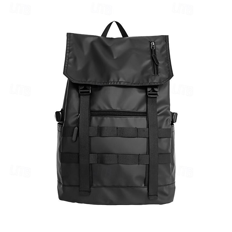 Men's Black Tactical Backpack with Flap Cover and MOLLE Webbing – Water-Resistant Large Capacity Bag for Travel, School, or Urban Commuting3