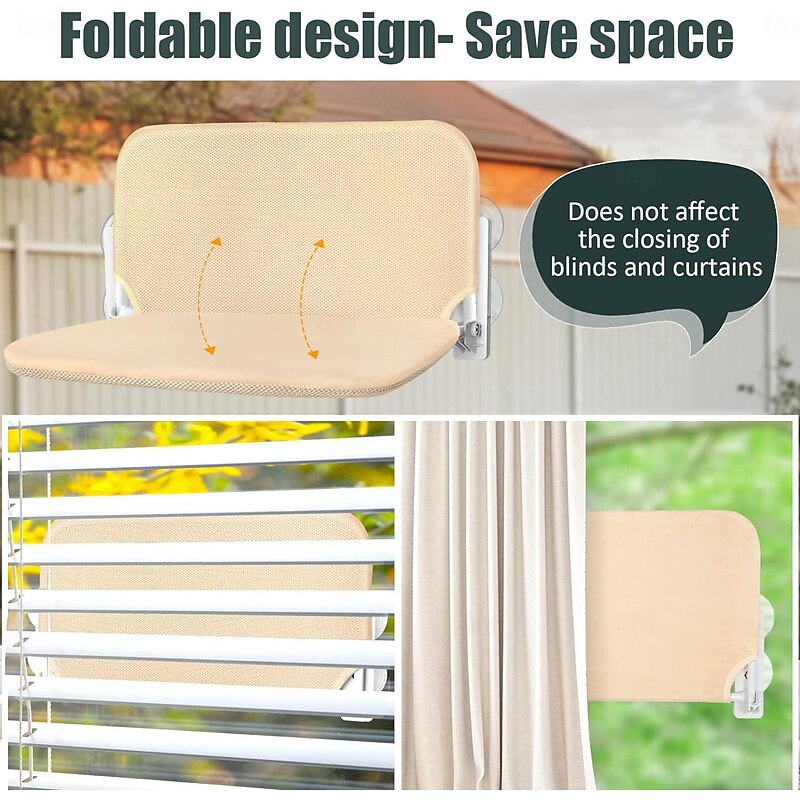 Foldable Anti-Anxiety Cat Hammock,Cordless Cat Window Perch, Cat Hammock with 4 Suction Cups, Solid Metal Frame and Reversible Cover, Foldable Cat Beds for Indoor Cats3