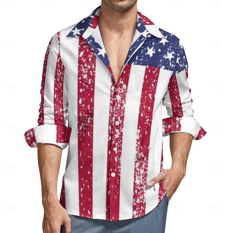 USA Flag Halloween Blouse / Shirt Cosplay Adults' Men's Carnival Independence Day / the Fourth of July July 4 Performance Party Easy Halloween Costumes Dress Up2