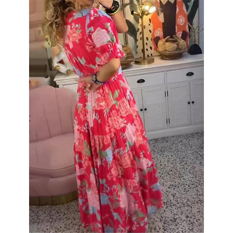 Women's Casual Dress Swing Dress Floral Print V Neck Midi Dress Stylish Casual Daily Date Half Sleeve Summer3