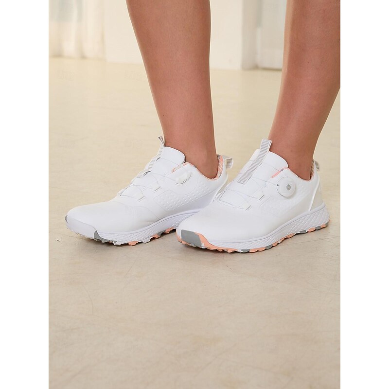 Women White Pink Adjustable Golf Shoes4