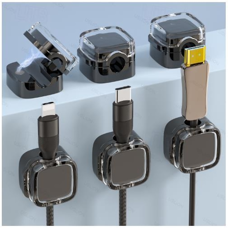 6pcs Magnetic Cable Organizer Clips - Self-Adhesive Cord Management Holder for Desk, No Nails Needed, Cable Clamp and Ties for Wire Storage and Organization