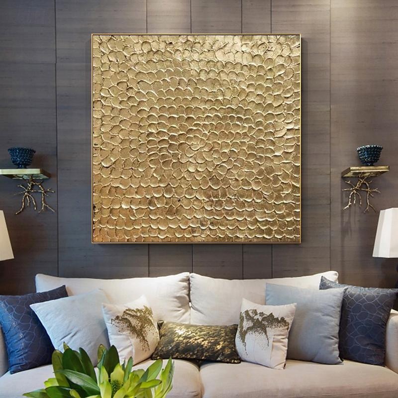 Gold leaf original painting gold wall art Hand painted 3d gold textured art gold metal painting on canvas wall art Home Decor Stretched Frame Ready to Hang or Unframed4