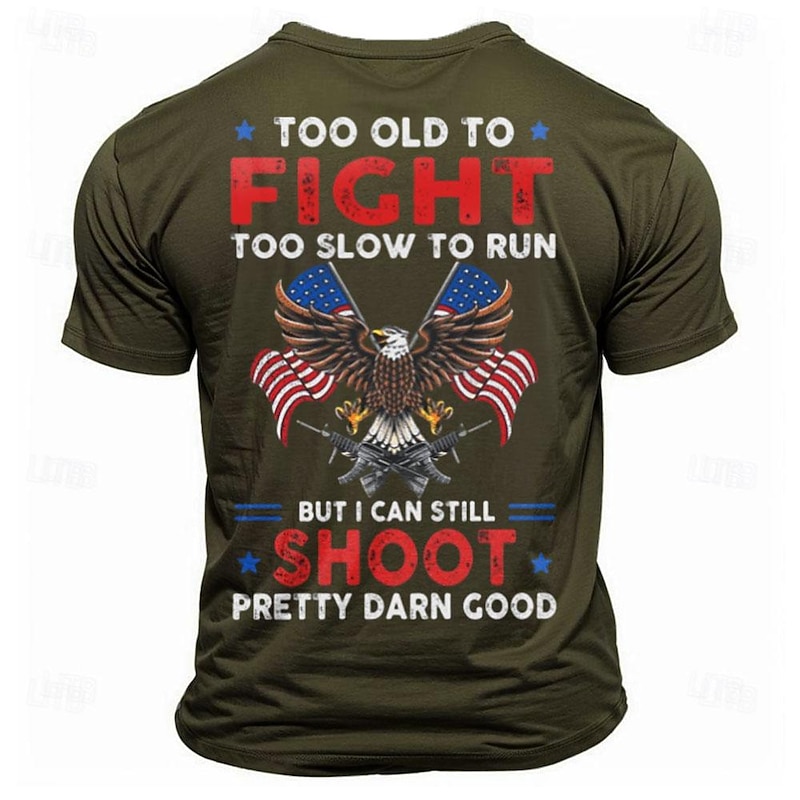 Veterans Day Men's Patriot Patriotic Veteran Flag Letter American US Flag Eagle T shirt Tee Top Short Sleeve T shirt Crew Neck Shirt Sports Classic Casual Street Sports Outdoor Black Army Green Dark3