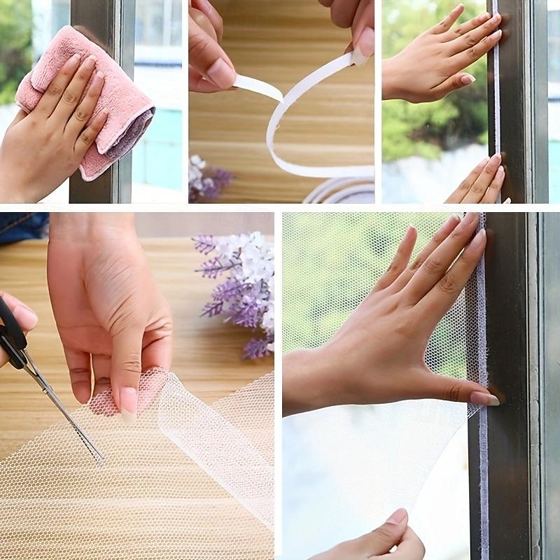 Self-Adhesive White Mosquito-Proof Window Screen/Diy Mosquito-Proof Window Screen/Screen Invisible Simple Screen With Velcro3