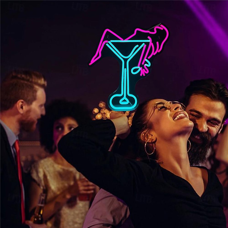 Oktoberfest Cocktail USB Neon LED Sign Light, Luminous Styling Neon Light Beer Bar Club Acrylic Neon Light for Hotel Bar Cafe Birthday Party Teen Room Wall Decoration Light Sign 1PC4