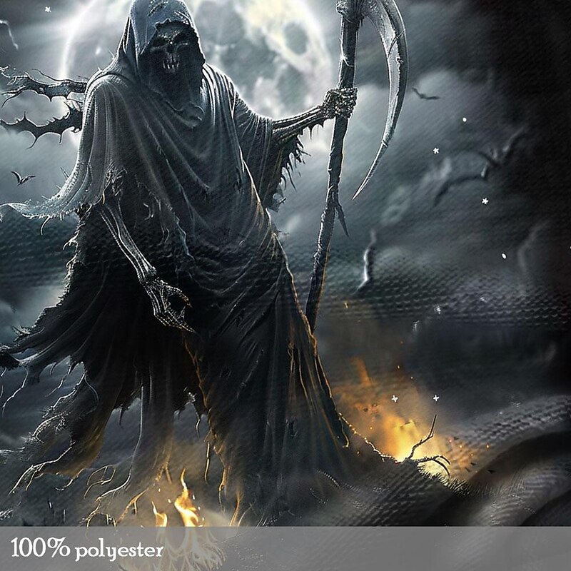 Men's Grim Reaper Fire Reaper T Shirt Short Sleeve T shirt 3D Print Crew Neck Shirt Designer Gothic Party Street Casual Black 1 Black Summer Spring Clothing Apparel S M L XL XXL XXXL3