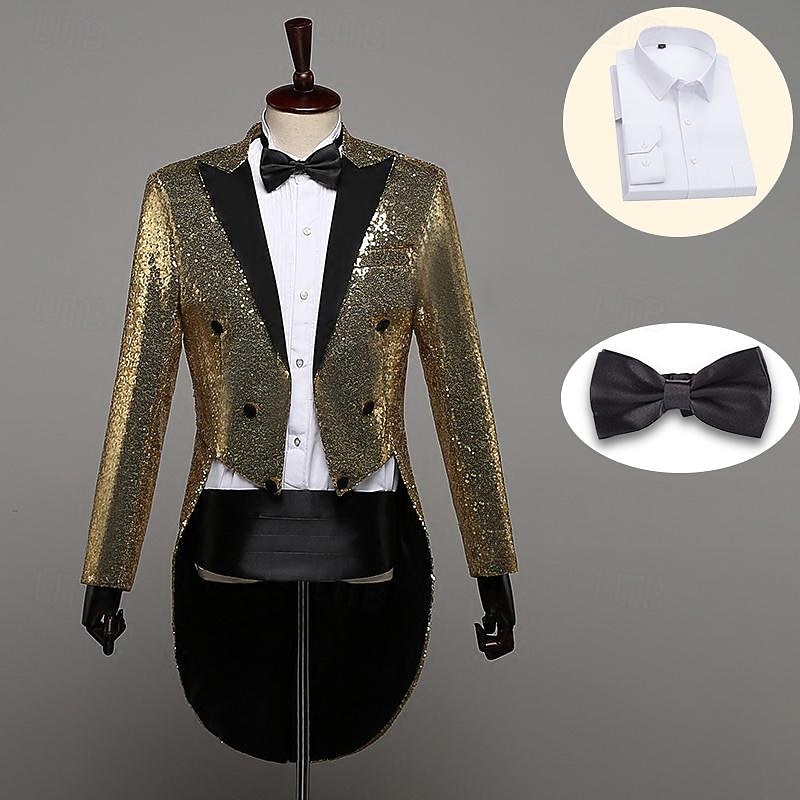 Retro Vintage Disco 1980s Tuxedo Suits & Blazers Tailcoat Disco Sequins Fancy Dress Men's Masquerade Party / Evening Pride Parade Pride Month Adults' Coat3