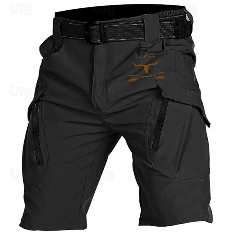 Men's Cow Cargo Shorts Mid Waist Sports Fashion Streetwear Sports Outdoor Casual Daily Side Pockets Elastic Waist Multi Pocket Designer Clothing Apparel4