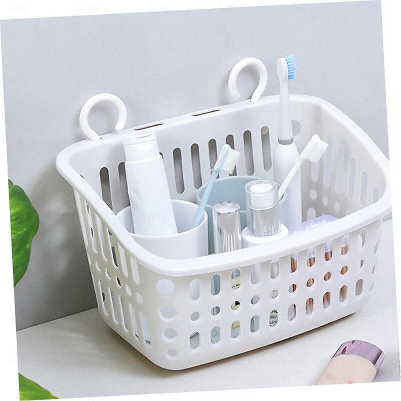 2pcs Rotatable Hook Plastic Hanging Basket - Portable Shower Caddy for Bathroom, Kitchen, and Dormitory Storage, Space-Saving Organizer