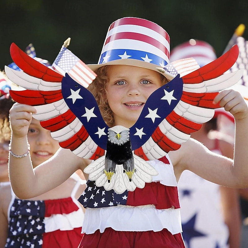 Patriotic Wreath American Eagle Wreath Independence Day Decoration Red White Blue Wreaths 4th of July Wreaths Flag and Eagle Wreath - Patriotic Home Front Door Decoration4