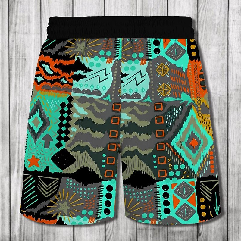 Men's Tree Sun Grid / Plaid Swim Trunks Swim Shorts Board Shorts Mid Waist Fashion Streetwear Designer Casual Daily Holiday Pocket Drawstring Elastic Waist Designer Clothing Apparel2