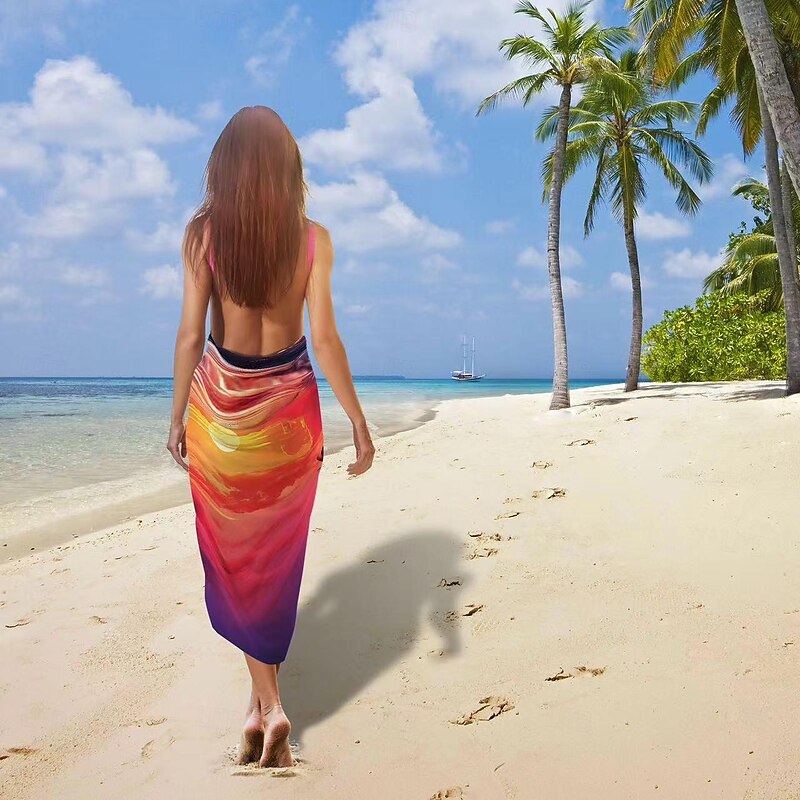 Summer Sunset Beach Towel 100% Micro Fiber Coconut Tree Print Large Beach Towel Soft and Quick-drying Bathroom Towel Super Absorbent Towel Lightweight Suitable for Outdoor Travel2