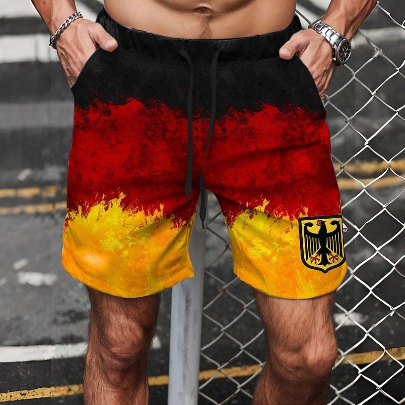 Men's Eagle European pattern National Flag Swim Trunks Swim Shorts Board Shorts Mid Waist Fashion Streetwear Designer Casual Daily Holiday Pocket Drawstring Elastic Waist Designer Clothing Apparel