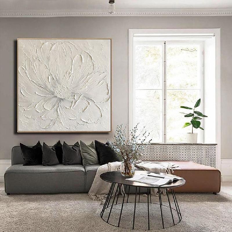 3D Large hand painted White Flower Oil Painting On Canvas handmade Acrylic Painting handmade Heavy Textured Painting Abstract Landscape oil painting Wall Art Floral Wall Decor painting3