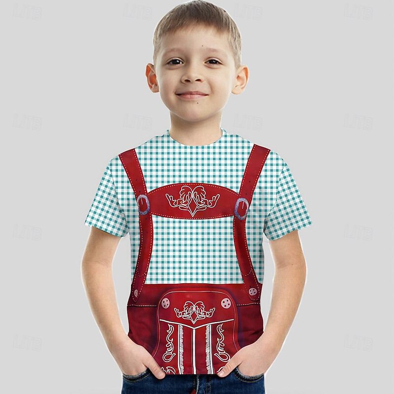 Carnival Boys 3D Graphic T-shirt & Skirt Pink Blue Short Sleeve 3D Print Summer Vintage Fashion Kids 3-12 Years Crew Neck Performance Party Regular Fit3