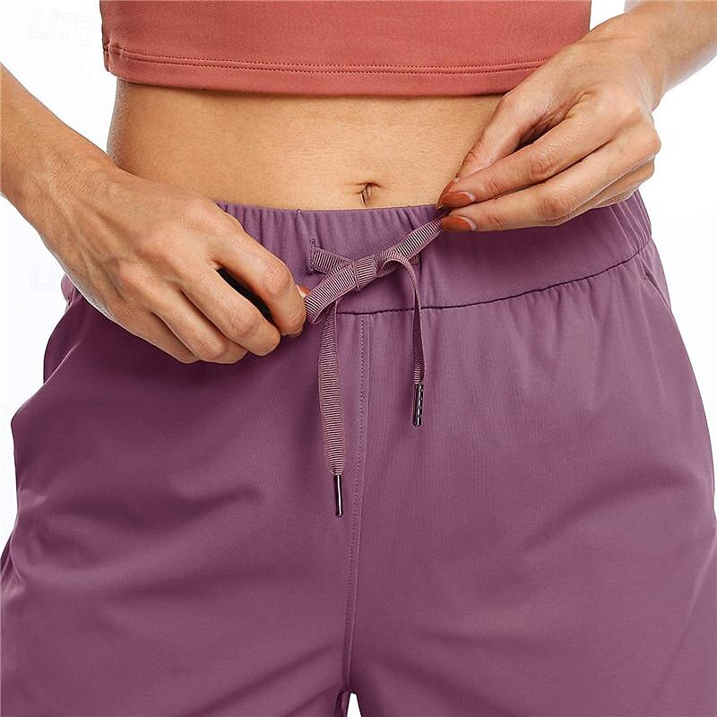 Women's Yoga Shorts Workout Shorts Pocket Elastic Waistband High Waist Pilates Gym Workout Workout Shorts Solid Color Black Light Grey Purple Sports Activewear Stretchy Loose Fit2