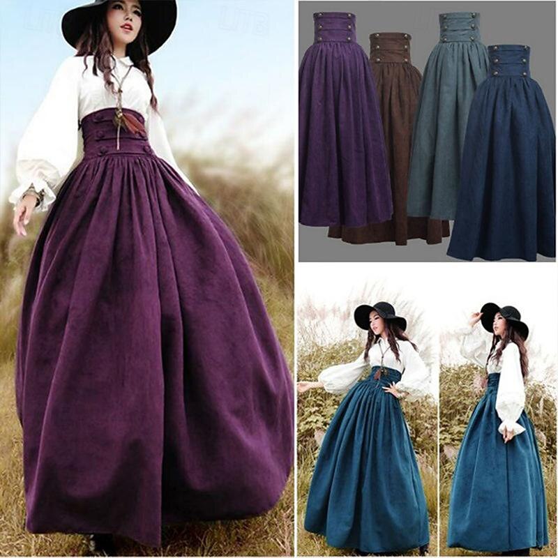 Retro Vintage Medieval Renaissance Skirt Viking Elven Fancy Dress Women's Celtic Pirate Fantasy Halloween Carnival Masquerade LARP Ren Faire Adults Skirt