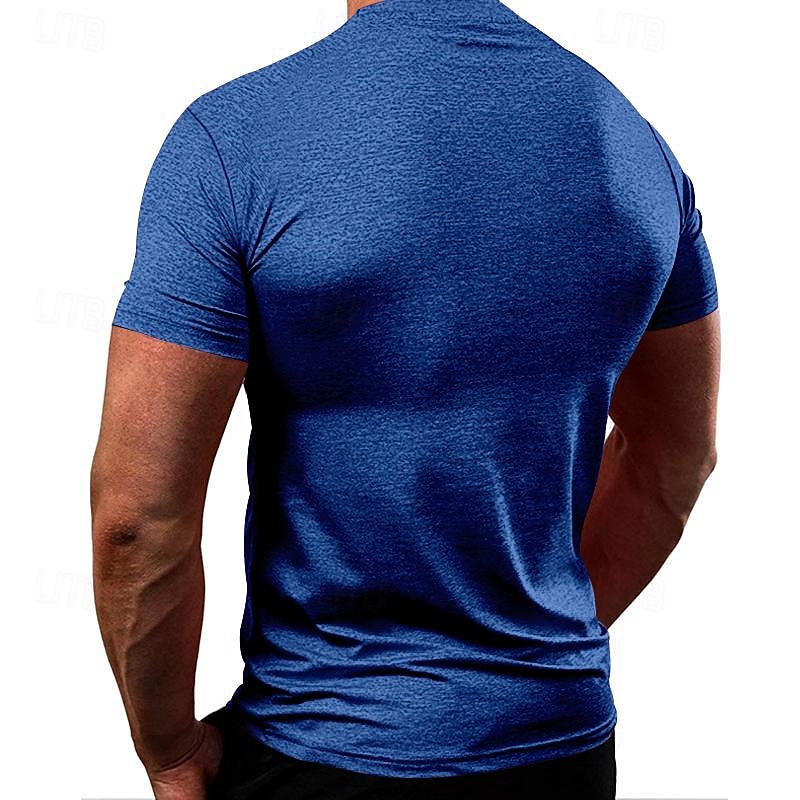 Men's T shirt Short Sleeve Crew Neck Tee Tshirt Muscle T-Shirt Short Sleeve Shirt Outdoor Quick Dry Workout Soft Sweat wicking Polyester Black White Navy Blue Gym Climbing Camping / Hiking / Caving4