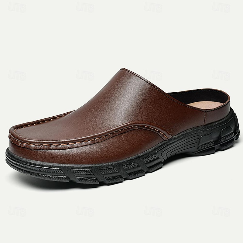 Men's Brown Slip-On Mules with Cushioned Sole - Comfortable and Stylish Footwear for Casual Wear3