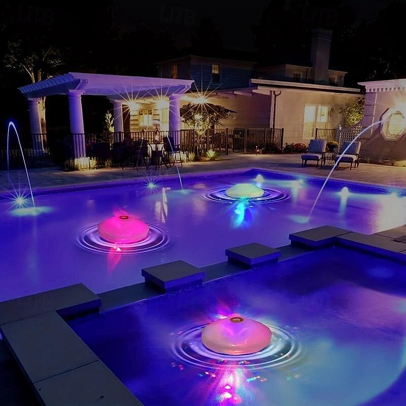 1pc LED Color Changing Floating Pool Lights, Waterproof Matte Finish Swimming Pool Light Float with 7 Modes Lighting Underwater Waterproof Floating Pond Light for Disco Pool Pond Fountain