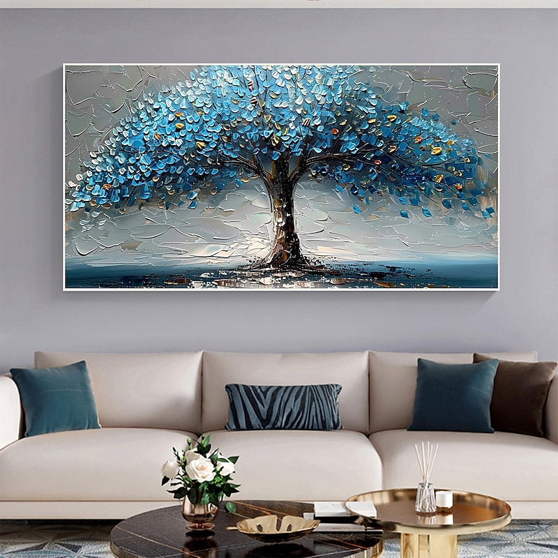 Handmade Original Tree of Life Oil Painting On Canvas Wall Abstract Tree Landscape Painting for Home Decor With Stretched Frame/Without Inner Frame Painting