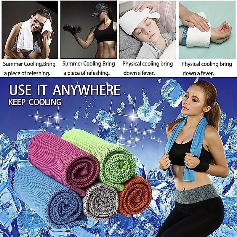 4pcs Cooling Towels (35.4 * 11.8 Inches), Soft Breathable Sports Towel For Outdoor, Gym, Yoga, Exercise, Camping, Fitness, Running2