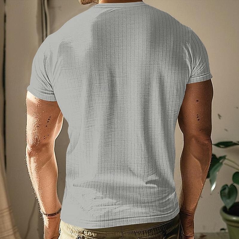 Men's Button T Shirt T Shirt Henley Shirt Tee Short Sleeve Henley Spring & Summer Plain Pit Strip Fashion Designer Basic Vacation Street Going out Wine Black White Top Tee for Men 18